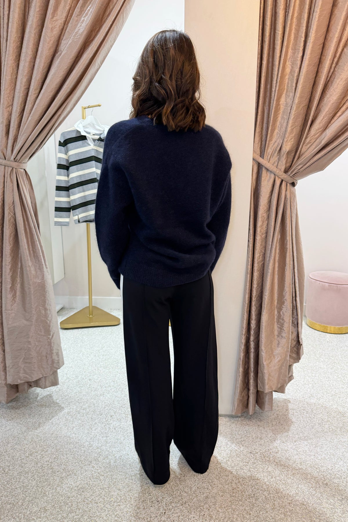 Bassike Twill Stripe Detail Pant | Black / White