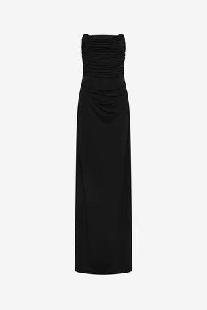Misha The Dry Jersey Draped Midi Dress | Black