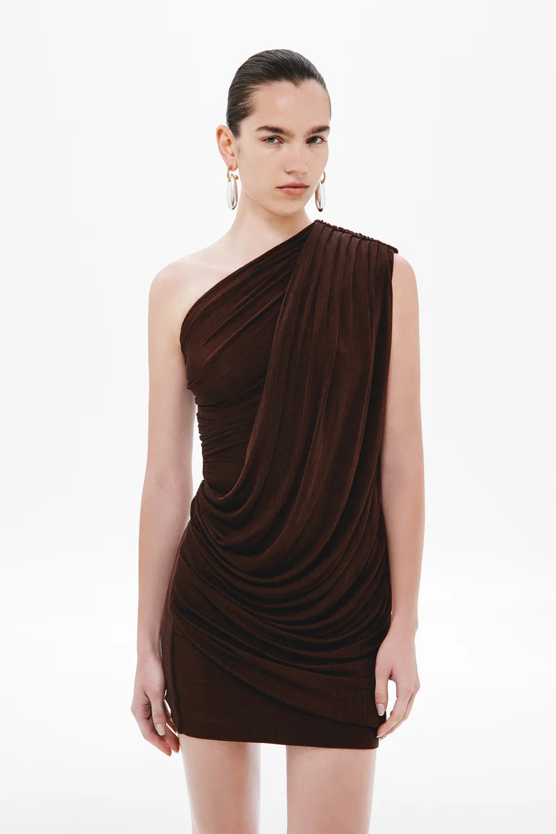 Misha The Erika Rib Mini Dress | Chocolate