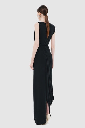 Misha The Pablo Draped Cupro Dress | Black