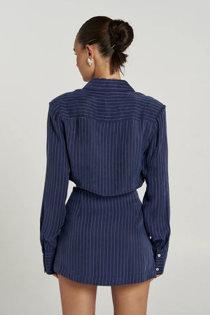 Summi Summi Asym Skort | Navy Pinstripe