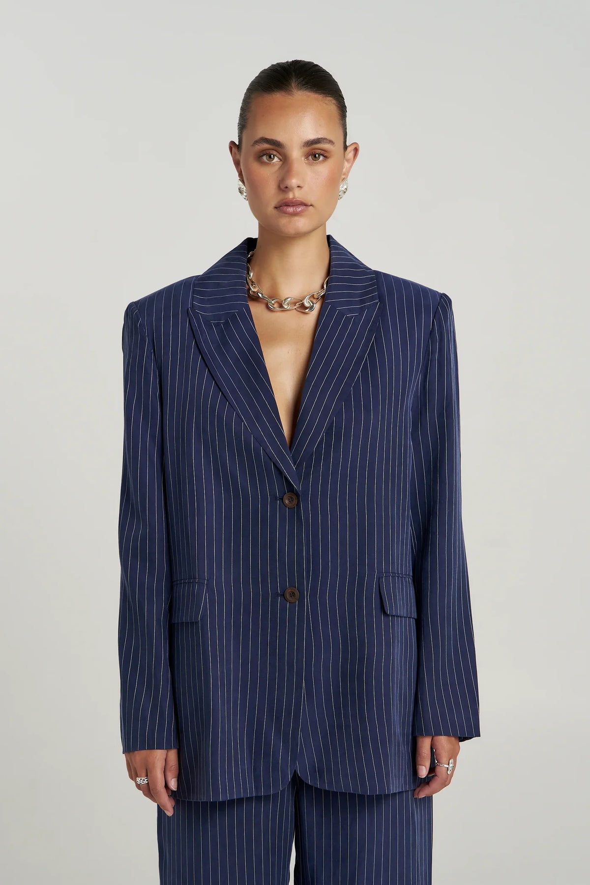 Summi Summi OS Blazer | Navy Pinstripe