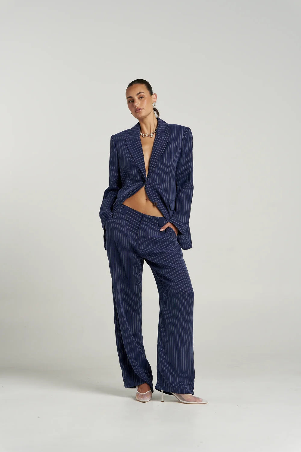 Summi Summi OS Blazer | Navy Pinstripe