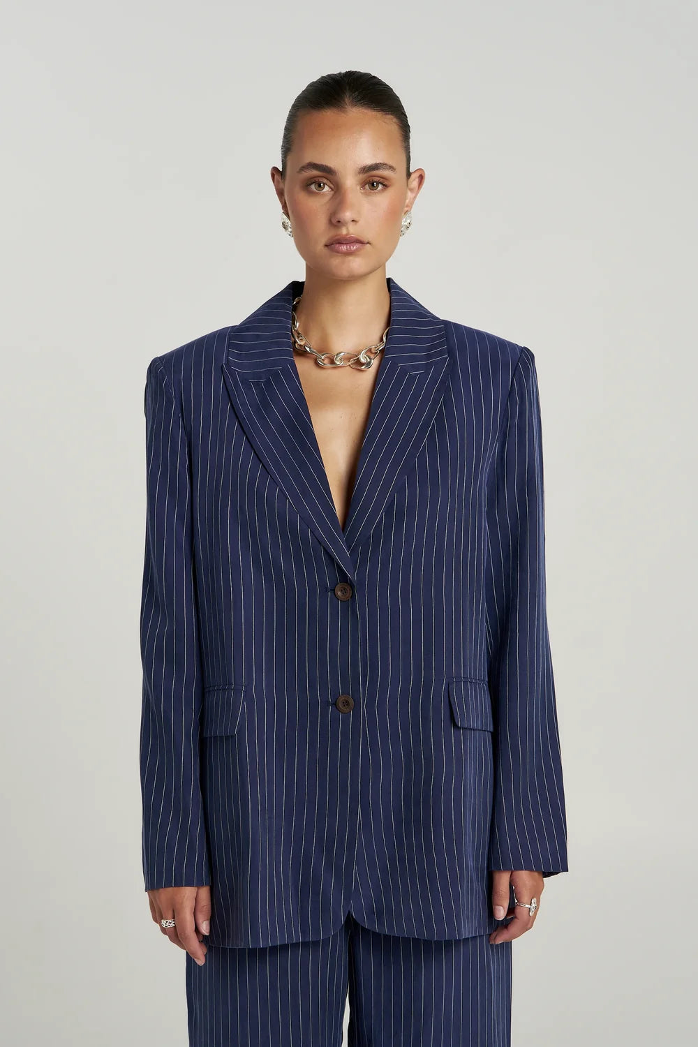 Summi Summi OS Blazer | Navy Pinstripe