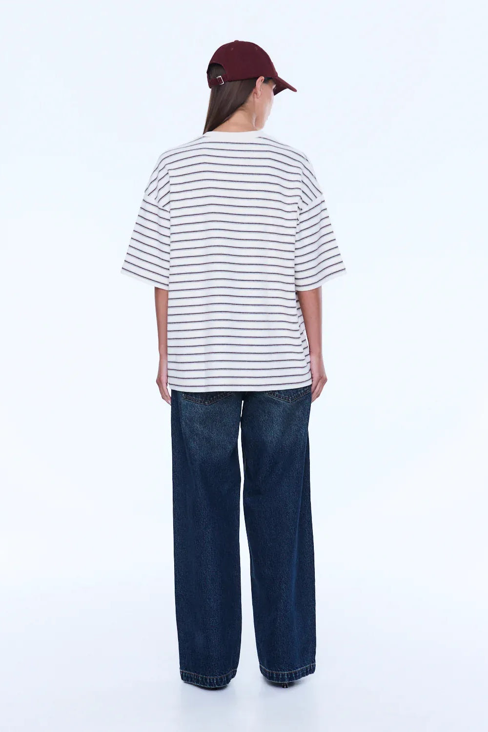 Ena Pelly Maeve Relaxed Tee | Burgandy Stripe