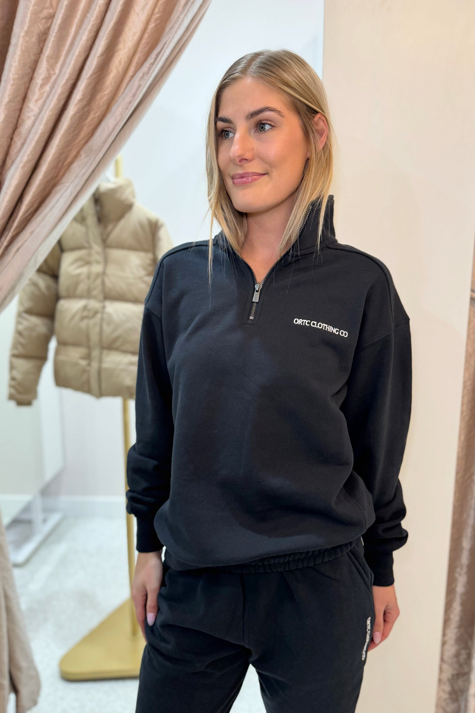 ORTC Lena Quarter Zip Sweater | Washed Black