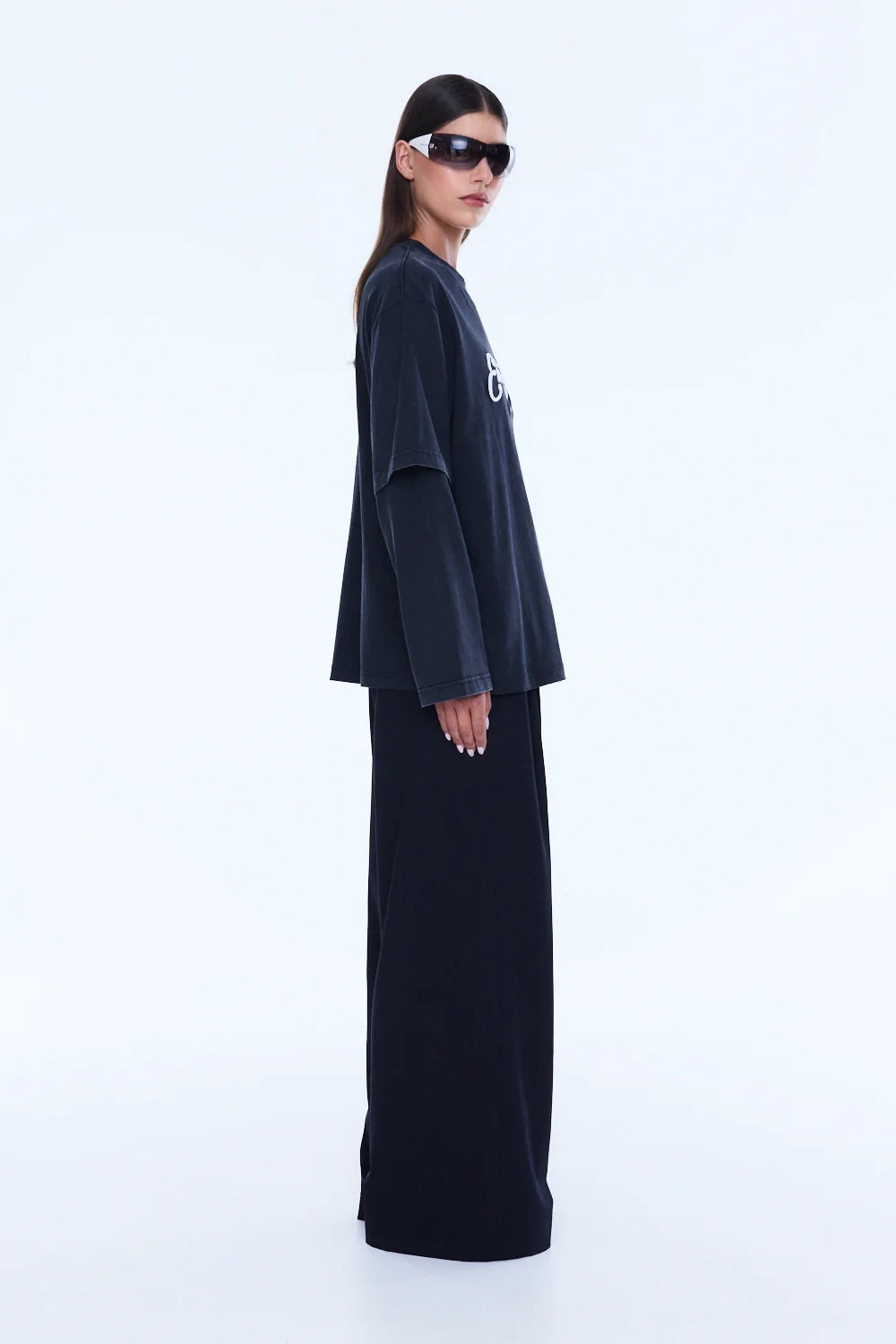 Ena Pelly Mock Layer Long Sleeve Tee | Vintage Black