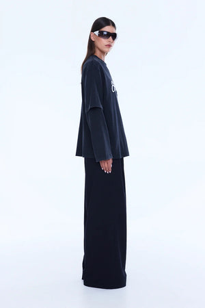 Ena Pelly Mock Layer Long Sleeve Tee | Vintage Black