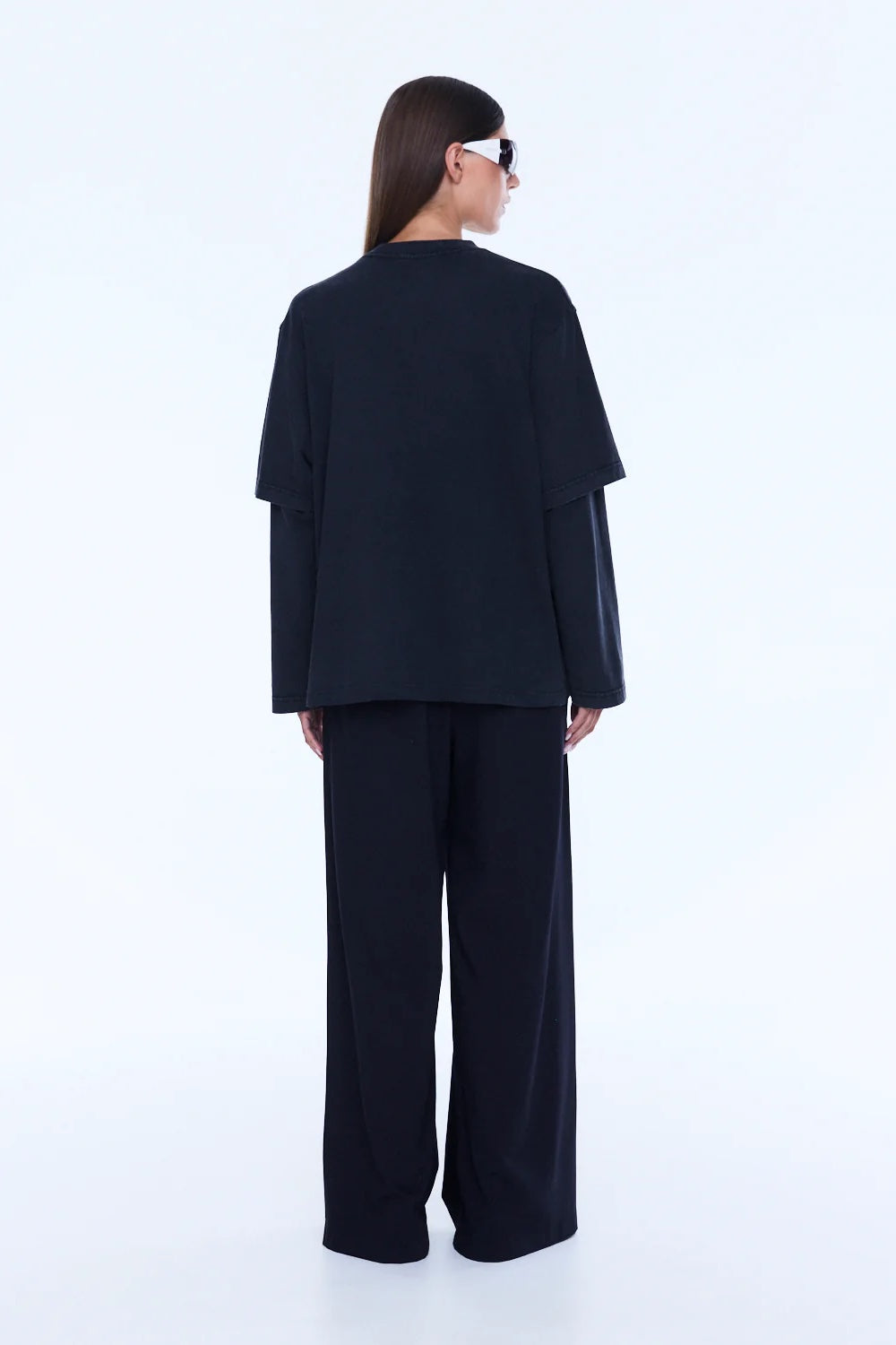 Ena Pelly Mock Layer Long Sleeve Tee | Vintage Black