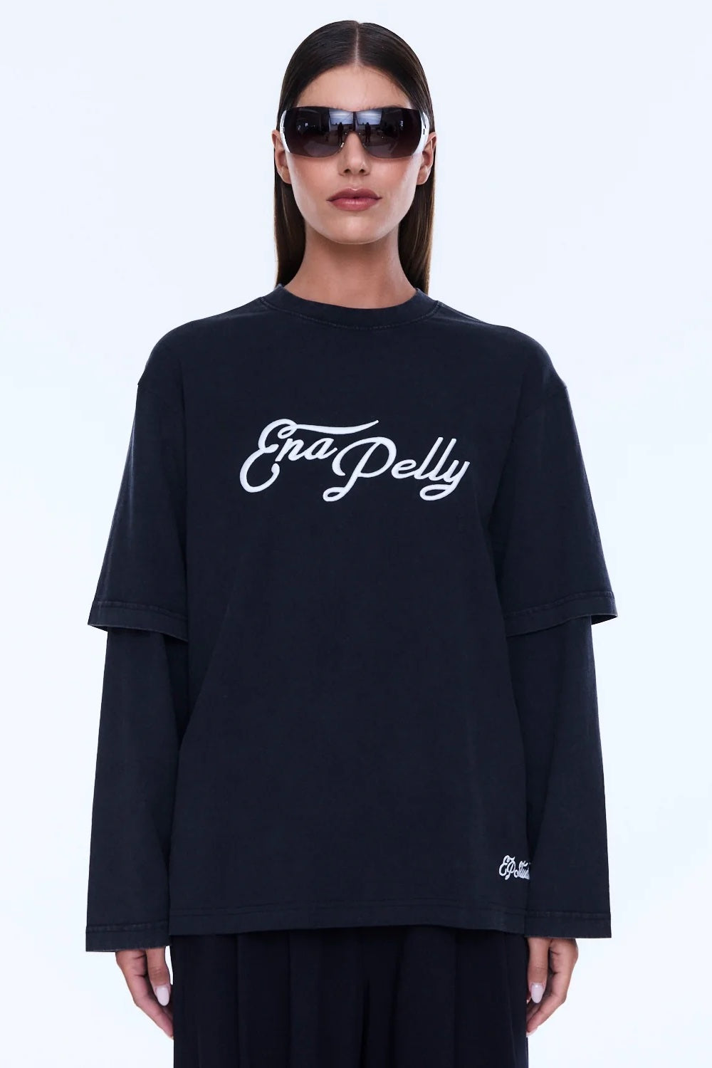 Ena Pelly Mock Layer Long Sleeve Tee | Vintage Black