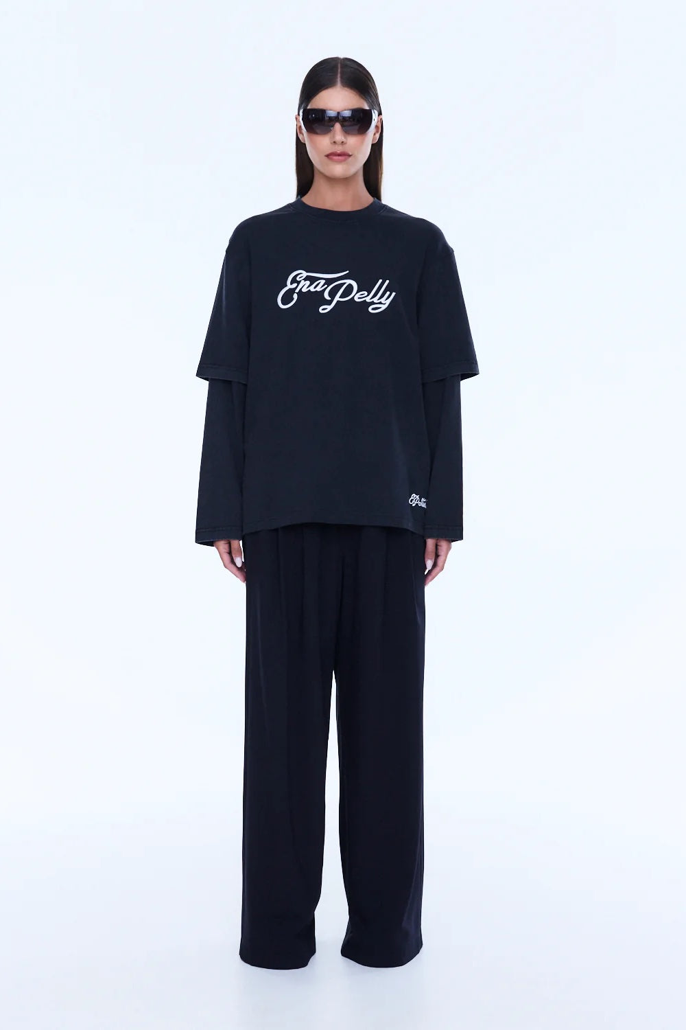 Ena Pelly Mock Layer Long Sleeve Tee | Vintage Black