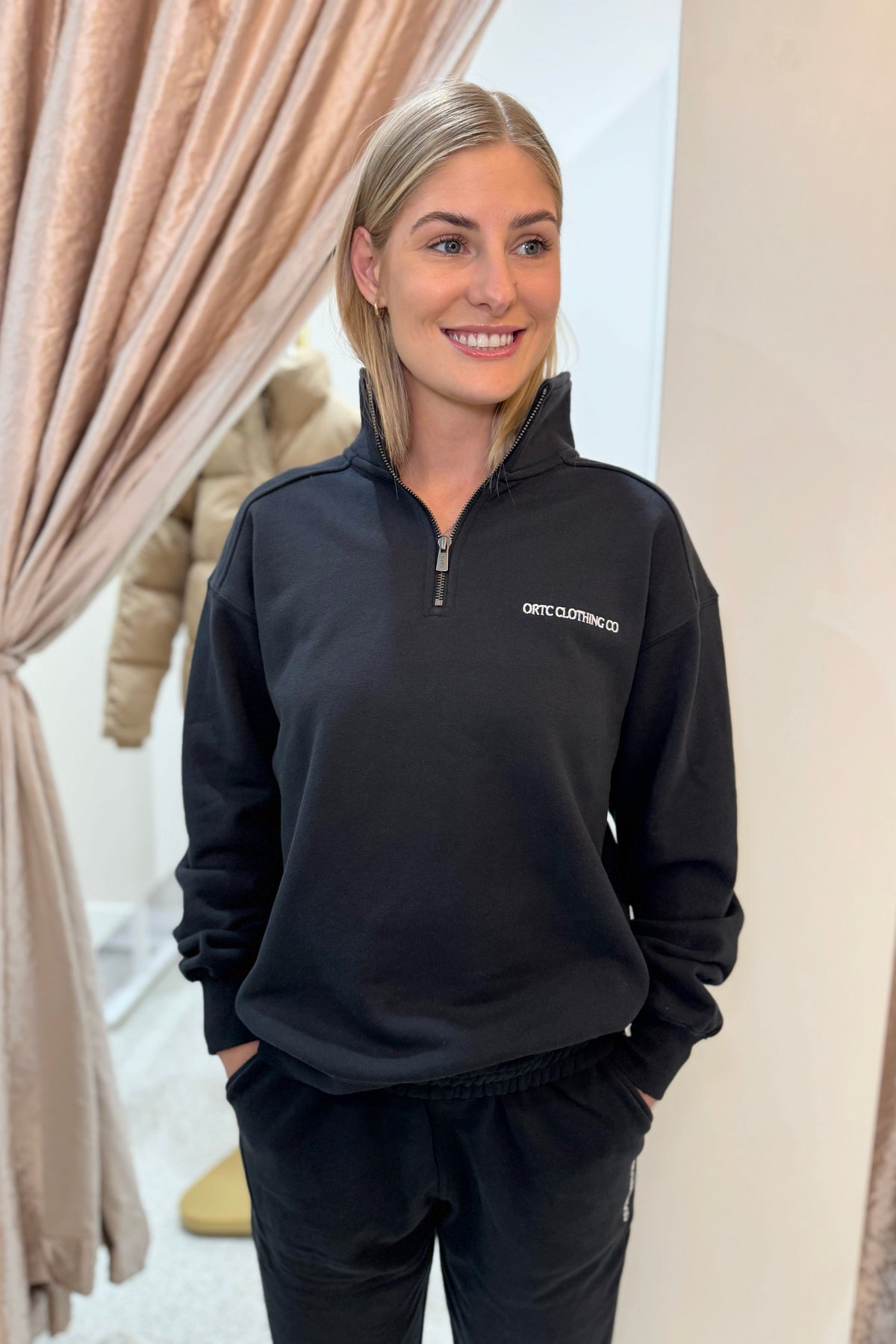 ORTC Lena Quarter Zip Sweater | Washed Black