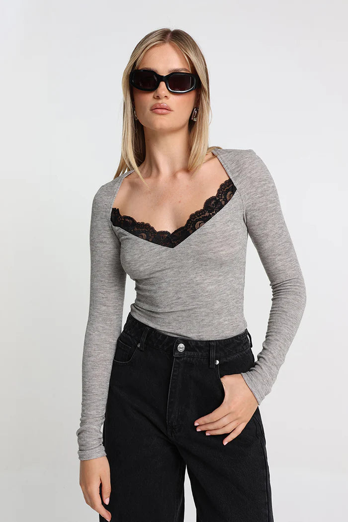 Madison The Label Pippa Top | Grey  || PRE-ORDER ETA 6/06/2026