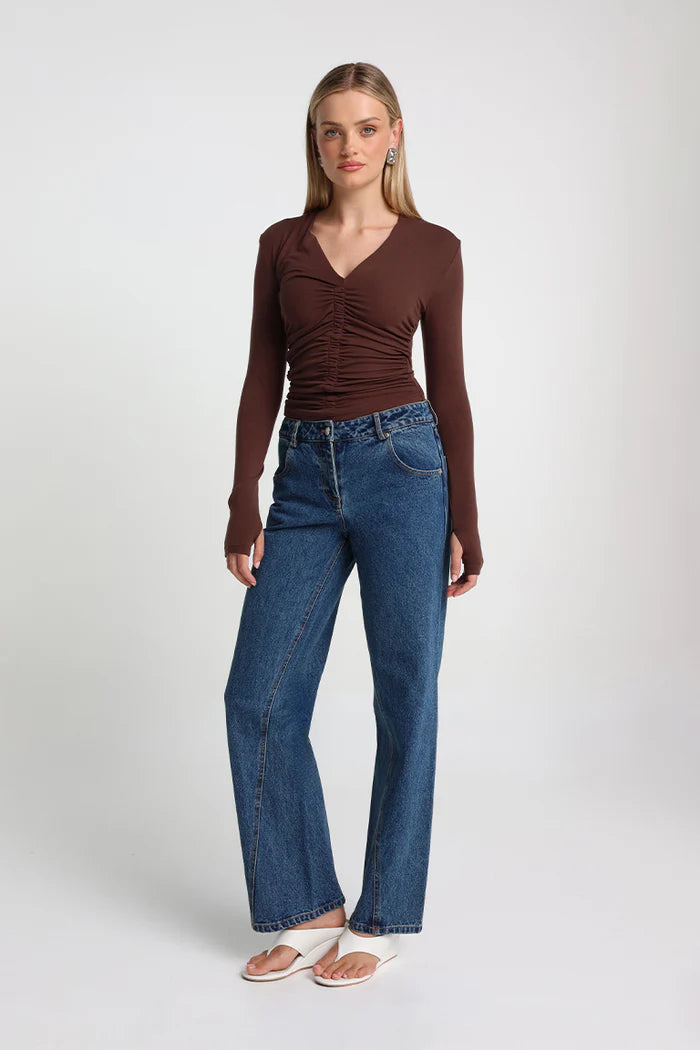 Madison The Label Clementine Long Sleeve Top | Chocolate  || PRE-ORDER ETA 6/06/2026