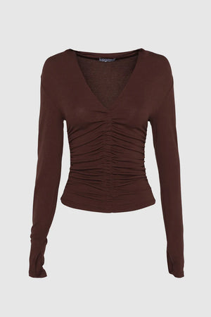Madison The Label Clementine Long Sleeve Top | Chocolate  || PRE-ORDER ETA 6/06/2026