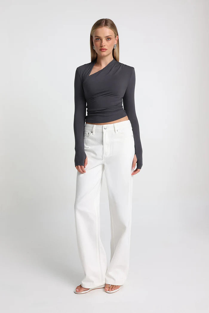 Madison The Label Laury Long Sleeve Top | Slate  || PRE-ORDER ETA 6/06/2026