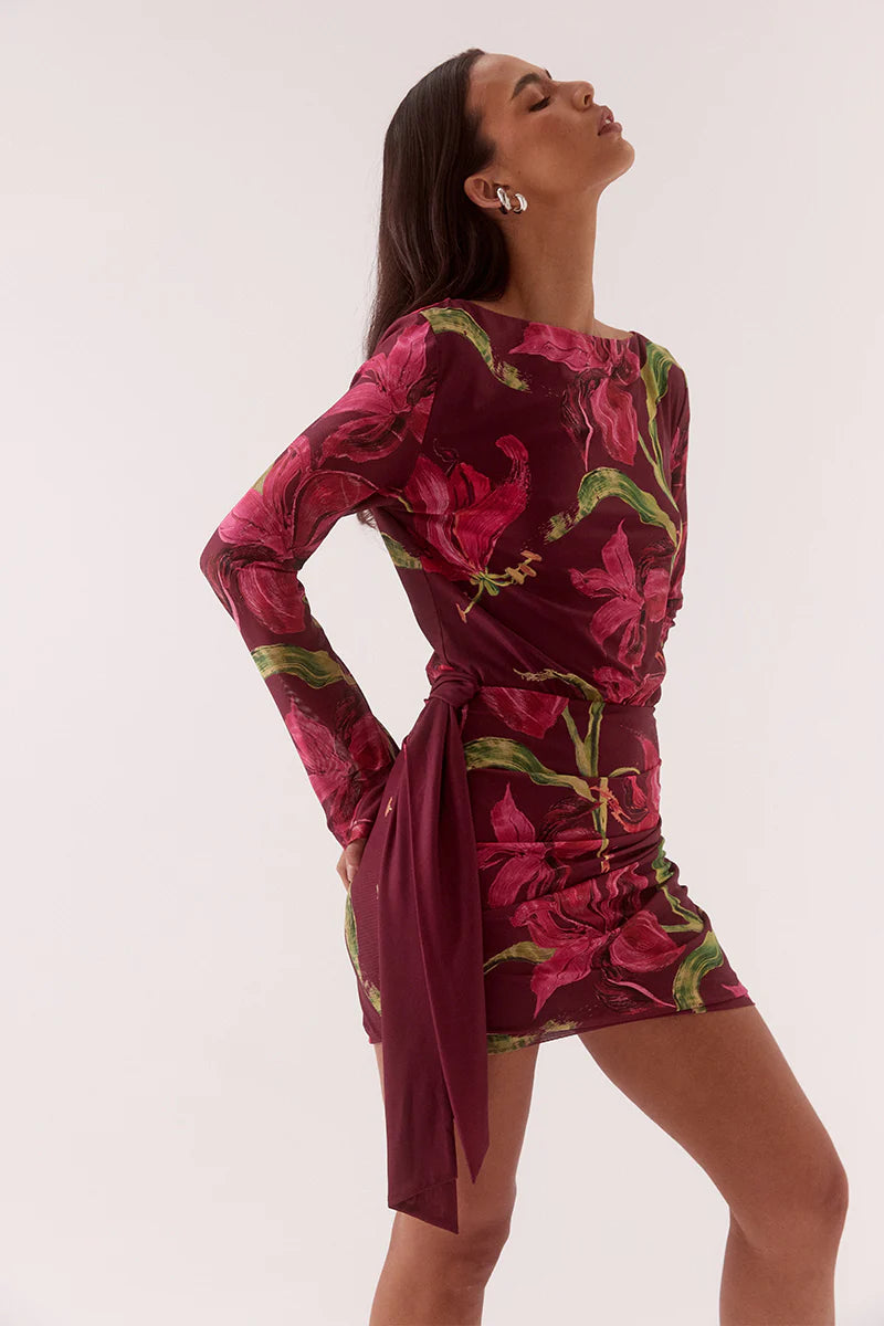 Sovere Studio Azalia Long Sleeve Mini Dress | Vino