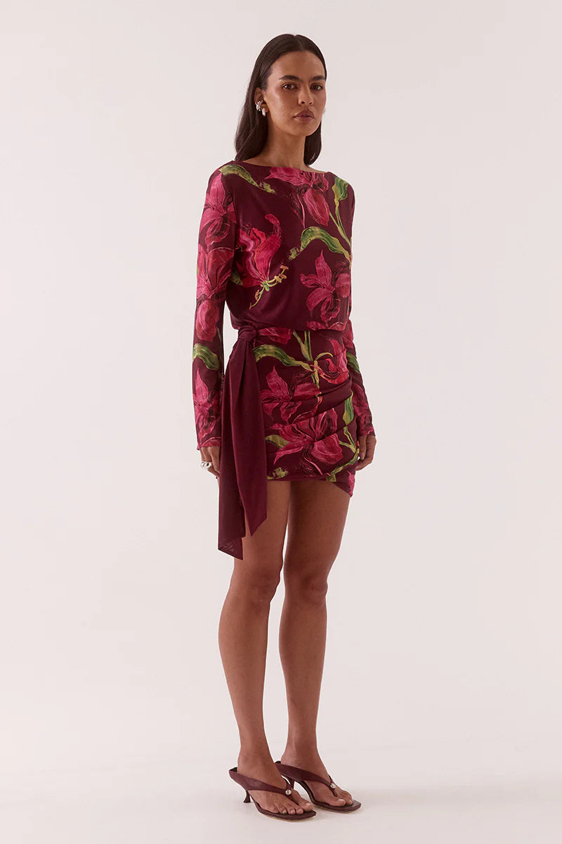 Sovere Studio Azalia Long Sleeve Mini Dress | Vino