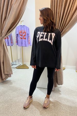 Ena Pelly Collegiate Logo Long Sleeve Tee | Black Lavender
