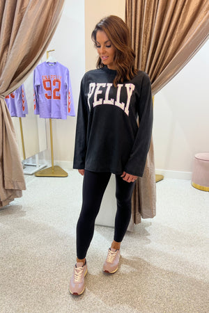 Ena Pelly Collegiate Logo Long Sleeve Tee | Black Lavender