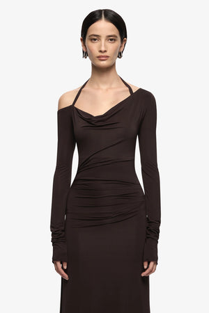 Bec + Bridge Court Long Sleeve Maxi Dress | Dark Chocolate