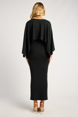 Chosen By Fifi & Annie The Two Way Wear Cape Feature Knit Dress | Black