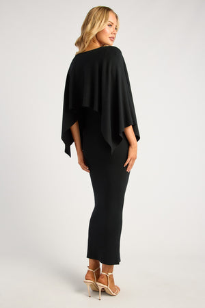Chosen By Fifi & Annie The Two Way Wear Cape Feature Knit Dress | Black