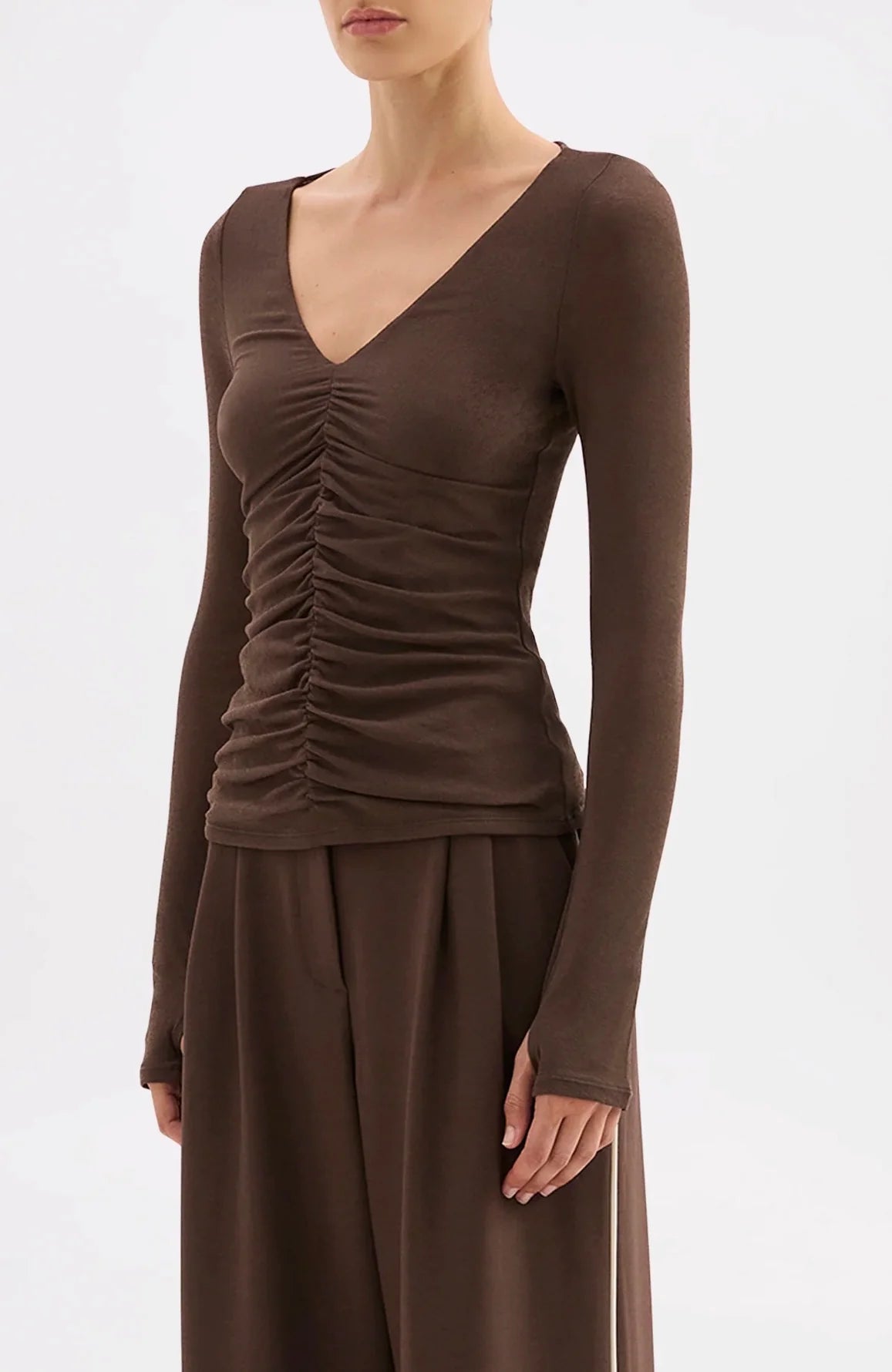 Nude Lucy Gigi Mesh Top | Walnut