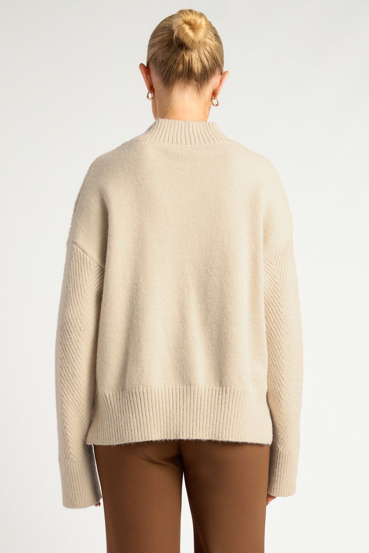 Chosen By Fifi & Annie The Relaxed  Knit Jumper with Side Gold Buttons | Bone