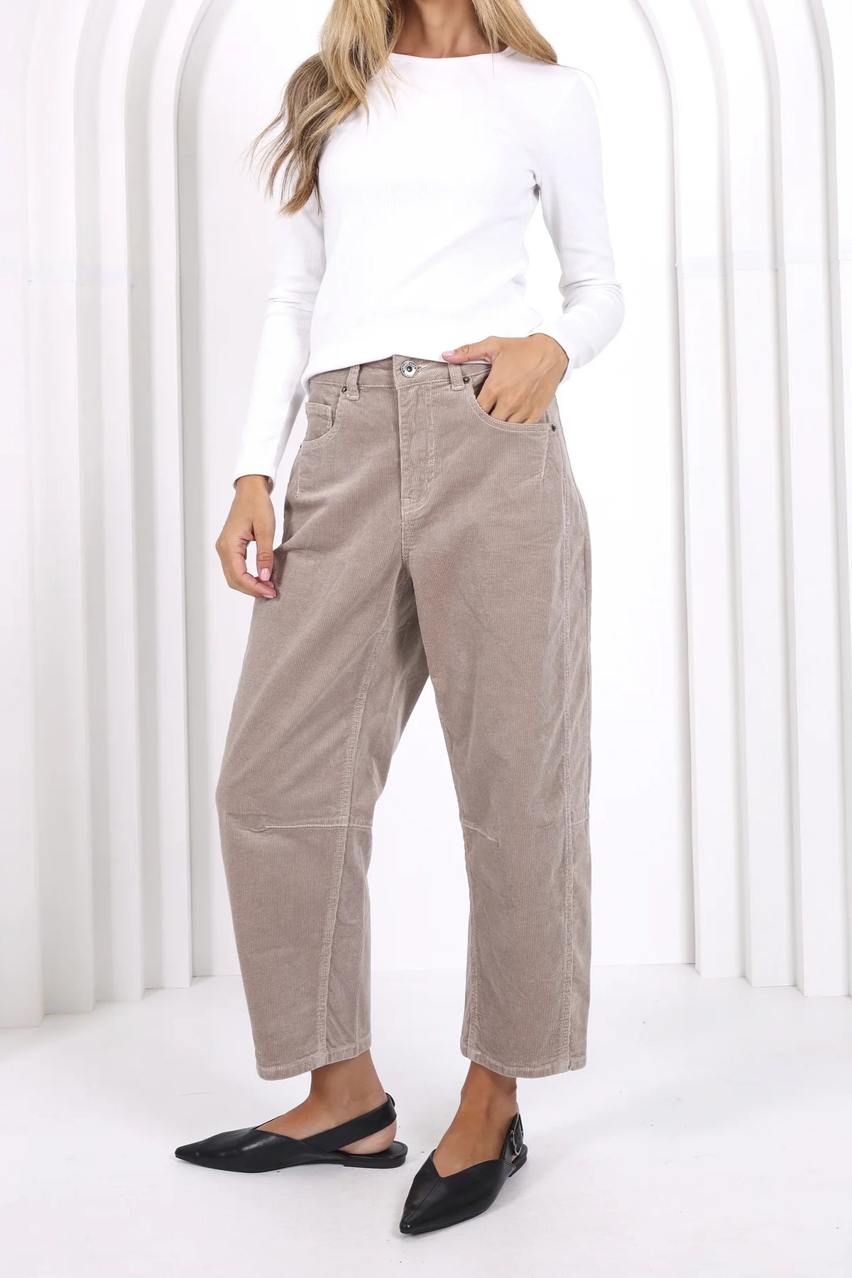 Chosen By Fifi & Annie The Tonia Relaxed Cropped Denim Jean | Latte Corduroy || NEW COLOUR