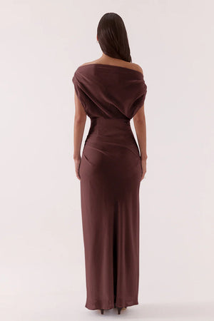 Sovere Studio Ada Off Shoulder Dress | Chocolate