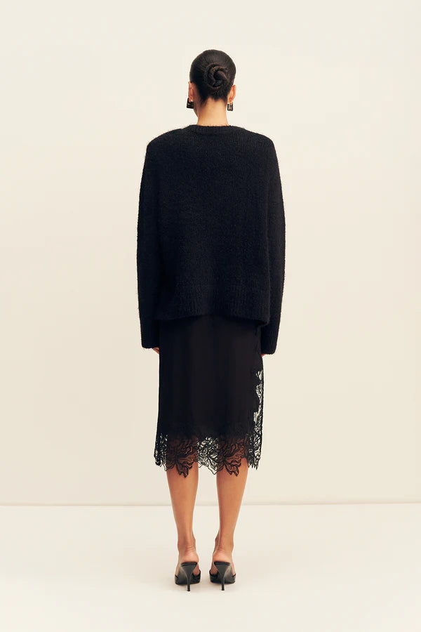 Shona Joy Everly Lace Split Midi Skirt | Black