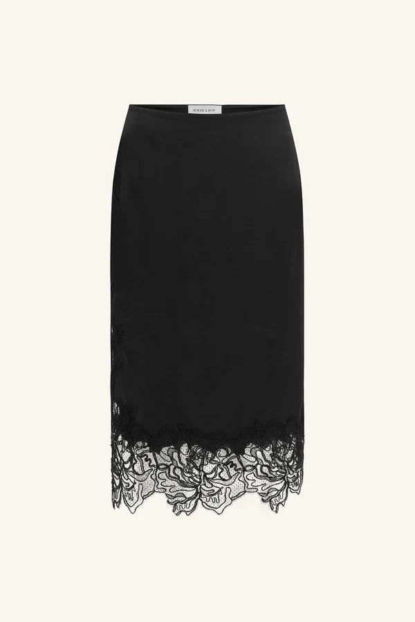 Shona Joy Everly Lace Split Midi Skirt | Black