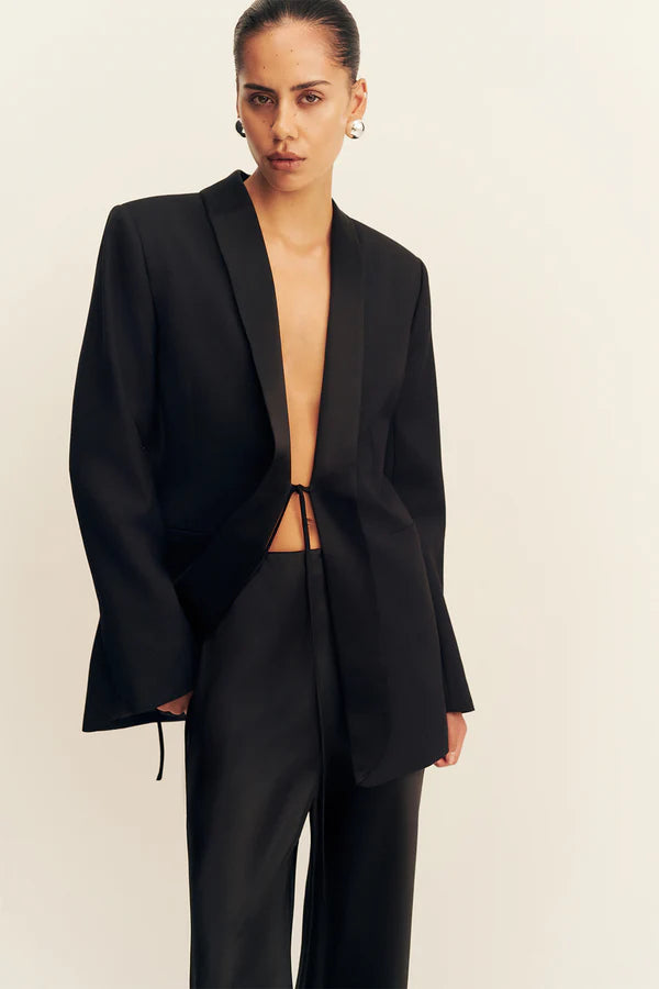 Shona Joy Benji Tuxedo Tie Blazer | Black