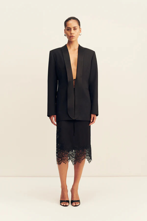 Shona Joy Benji Tuxedo Tie Blazer | Black