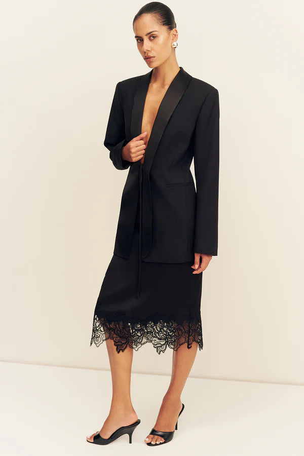 Shona Joy Benji Tuxedo Tie Blazer | Black