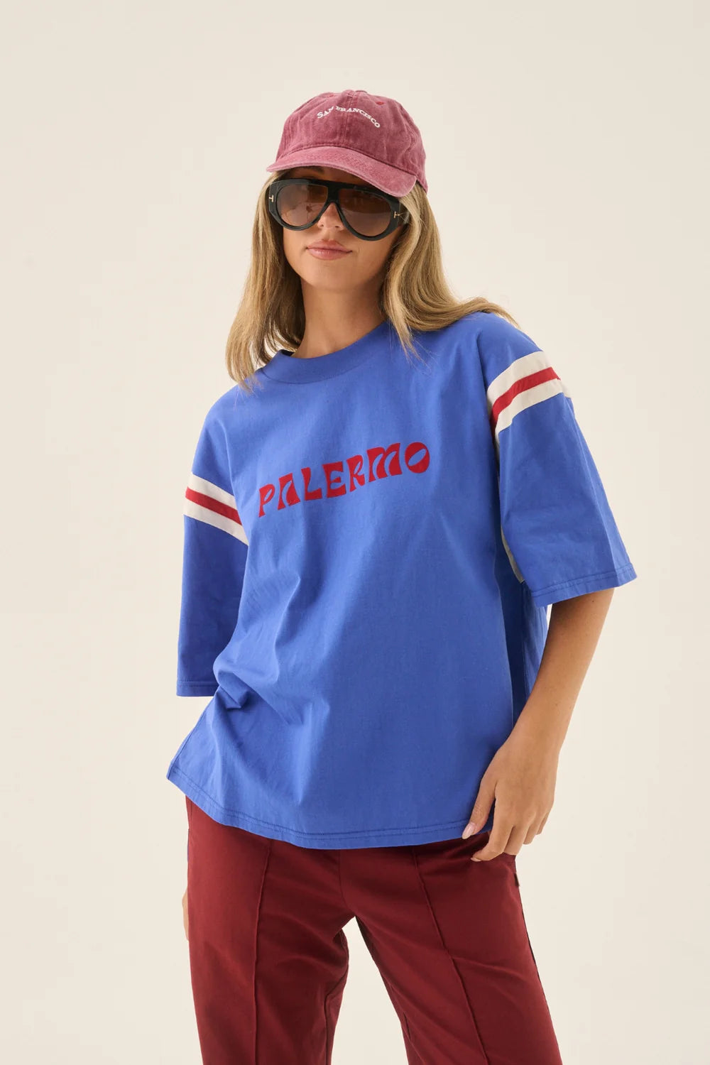 Araminta James Palermo Panel Oversized Tee | Cobalt Blue