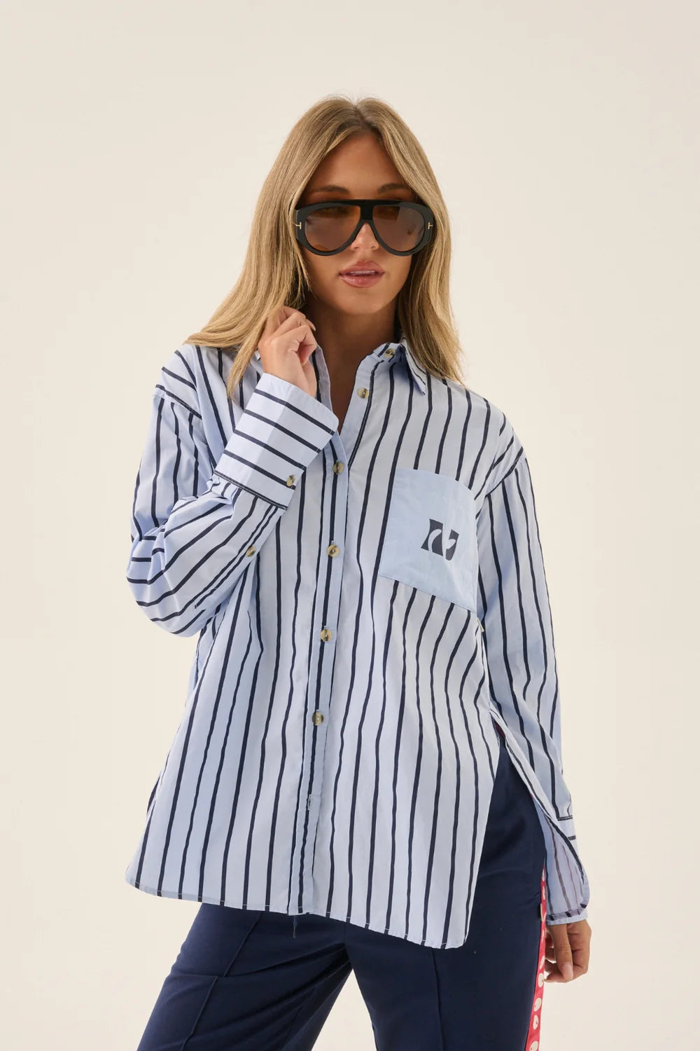 Araminta James AJ Crest Palermo Shirt | Sea Blue