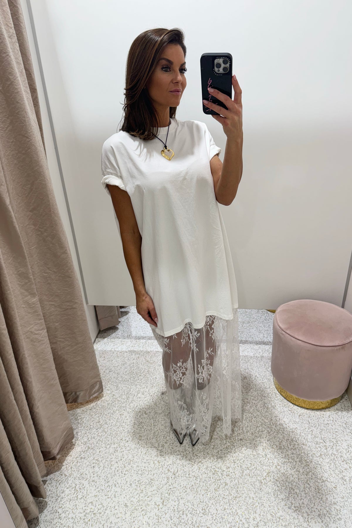 Chosen By Fifi & Annie The Lace Maxi T-Shirt Dress | White