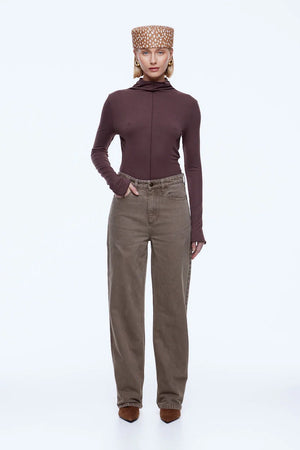 Ena Pelly Letti Straight Leg Jean | Mushroom