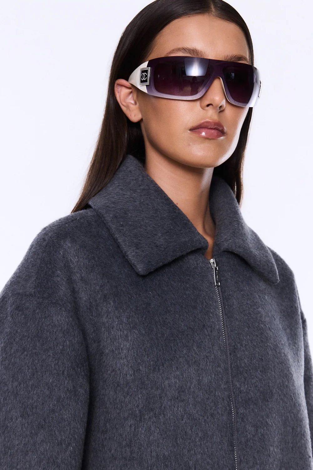 Ena Pelly Maeve Wool Blend Bomber | Grey