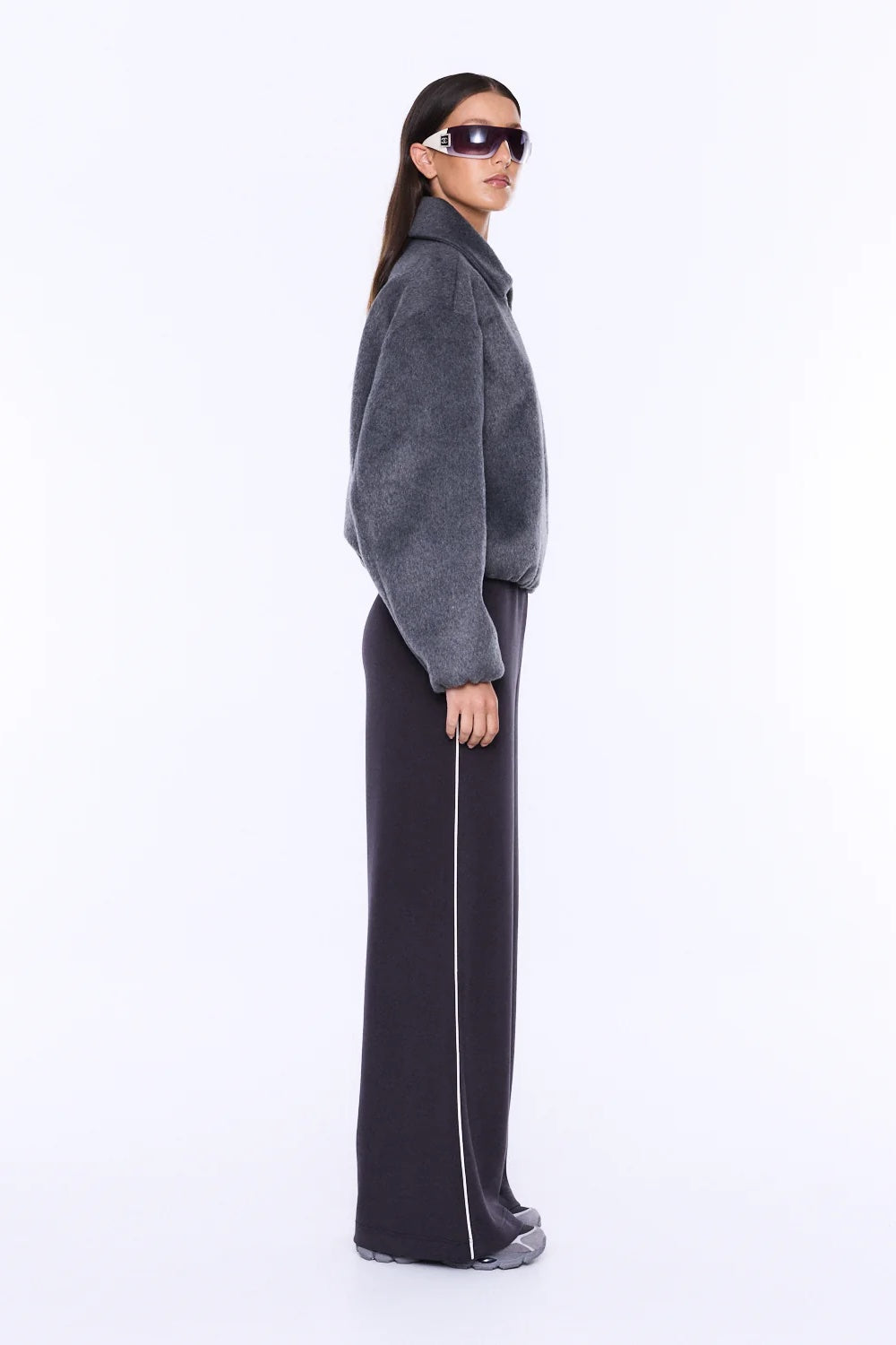 Ena Pelly Maeve Wool Blend Bomber | Grey