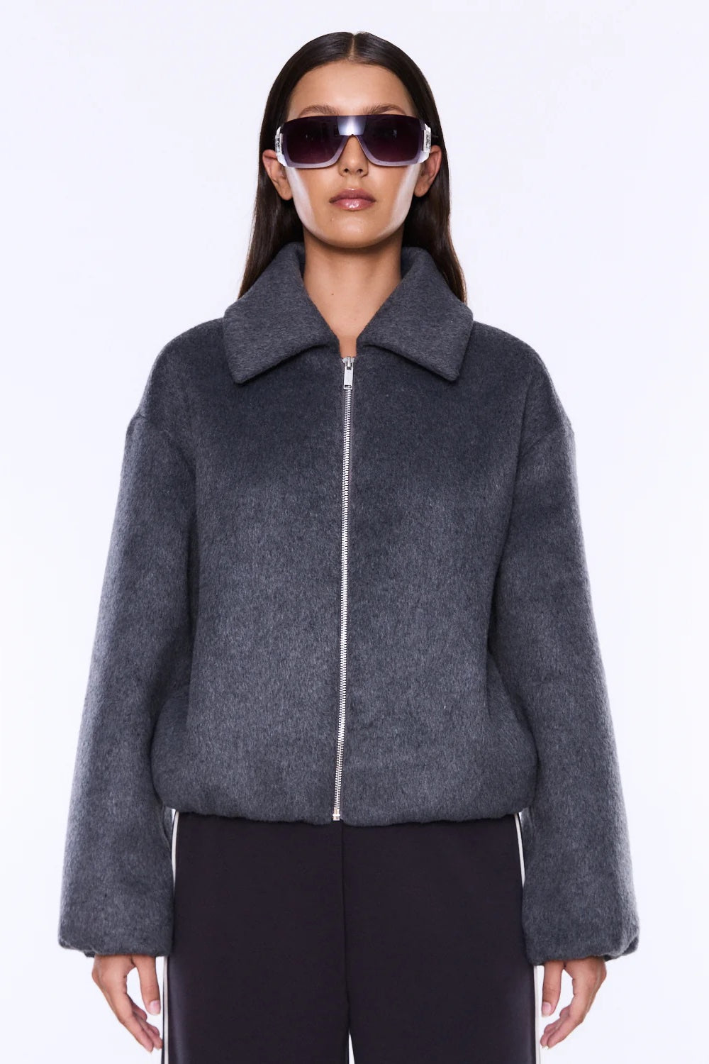 Ena Pelly Maeve Wool Blend Bomber | Grey