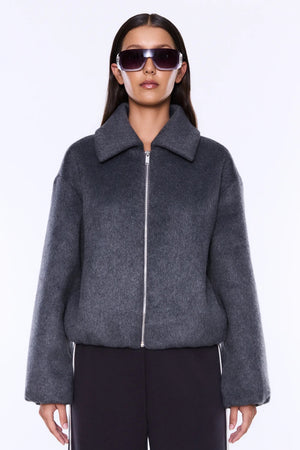 Ena Pelly Maeve Wool Blend Bomber | Grey