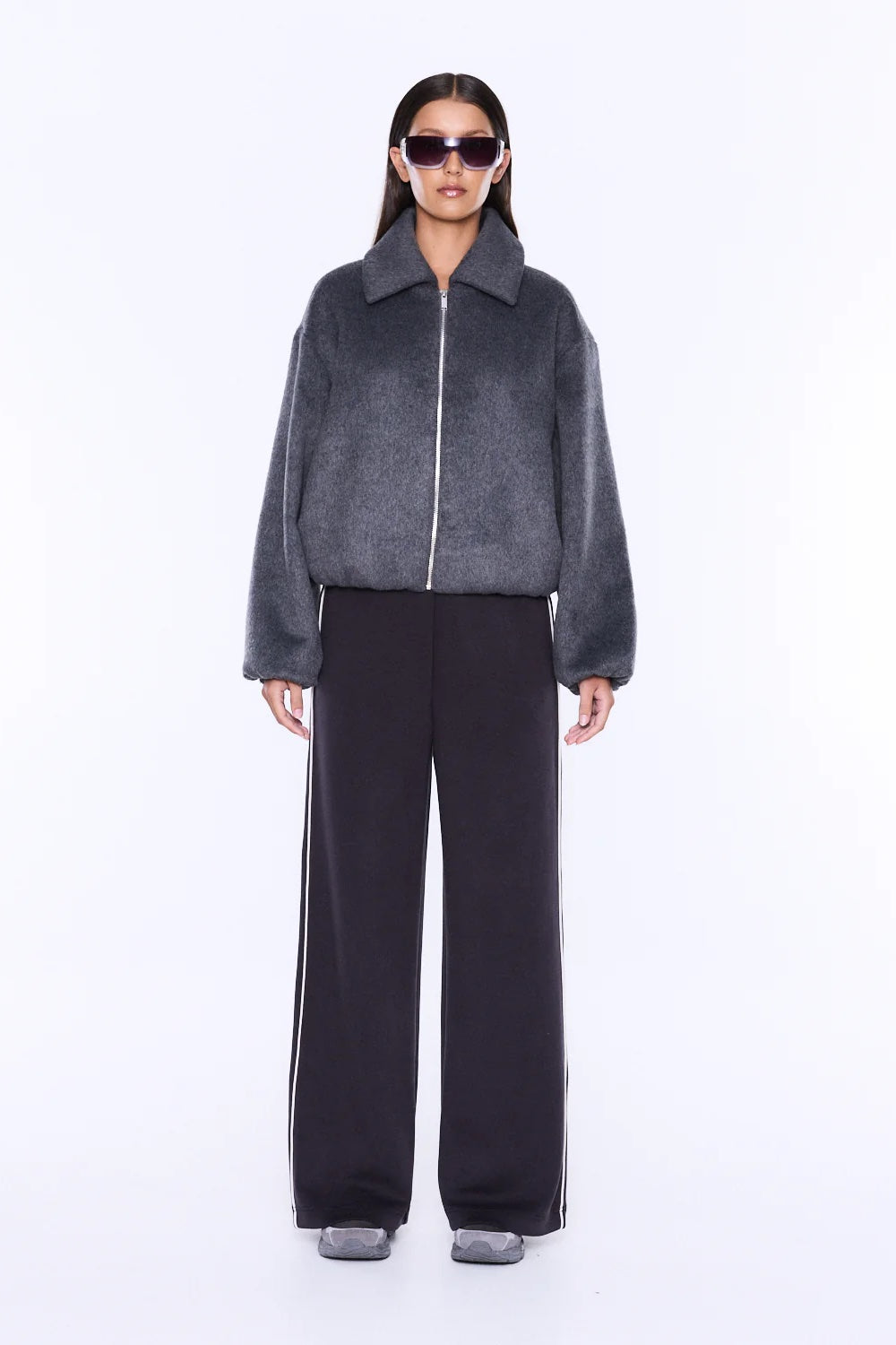 Ena Pelly Maeve Wool Blend Bomber | Grey