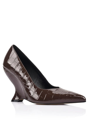 Lana Wilkinson Molly Pump Wedge | Croc Embossed Leather