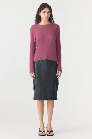 Bassike Boyfriend Heritage Long Sleeve T-Shirt | Faded Plum