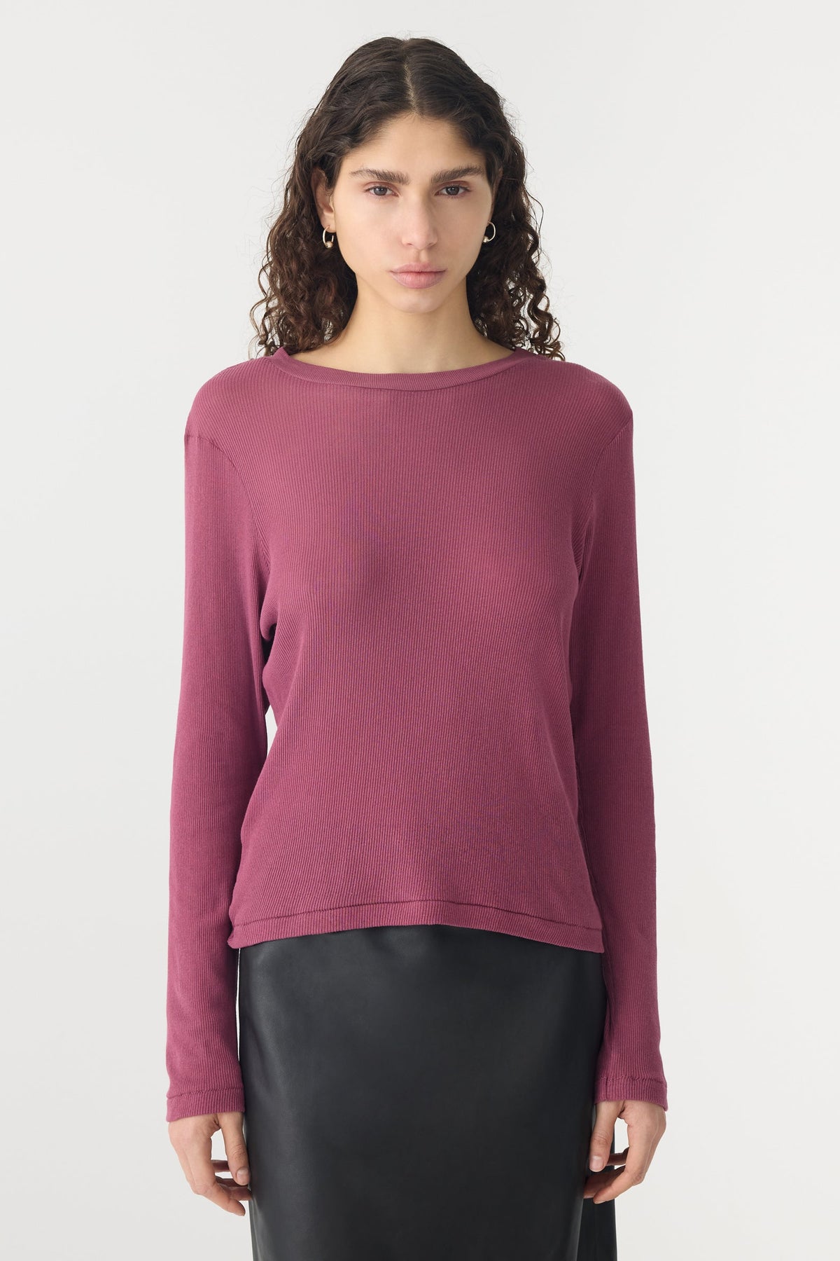 Bassike Boyfriend Heritage Long Sleeve T-Shirt | Faded Plum