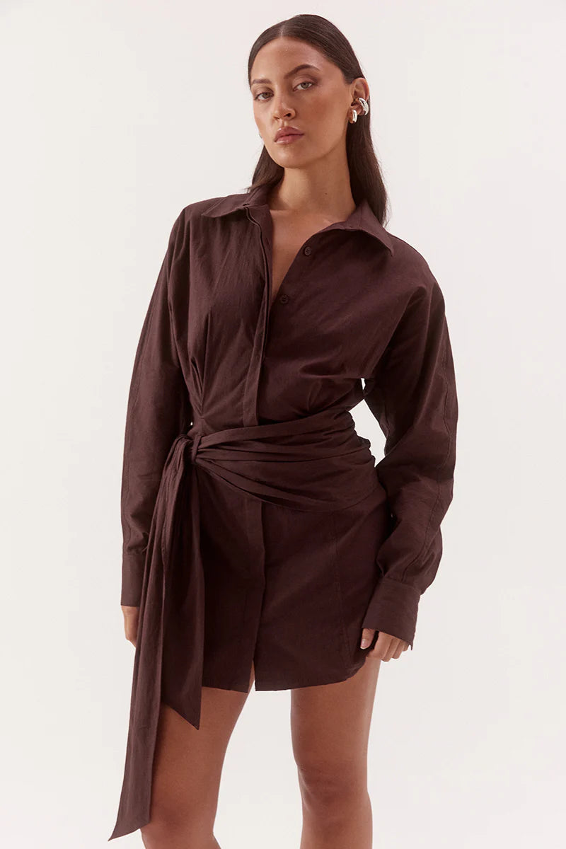 Sovere Studio Marlowe Shirt Dress | Espresso || PRE_ORDER ETA 25/07/2026