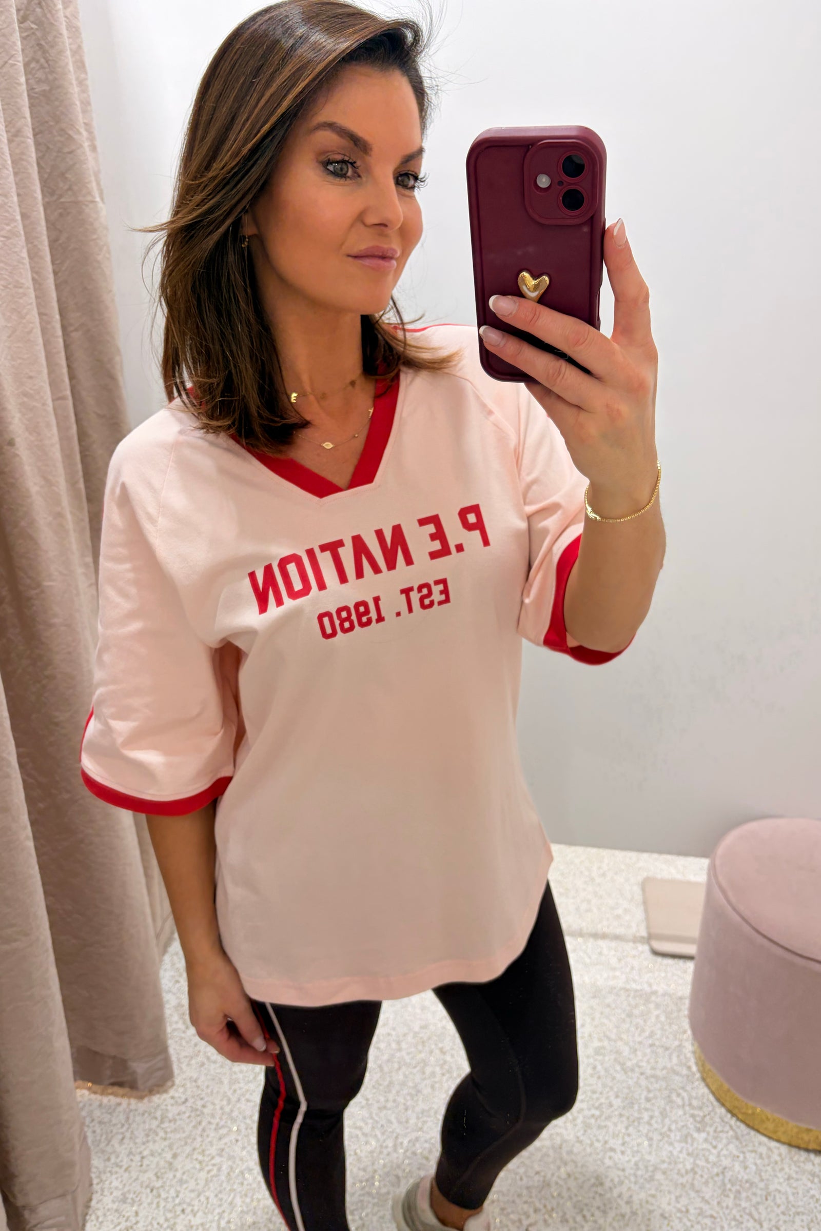 P.E Nation Spin Out Base Ball Tee | Soft Pink